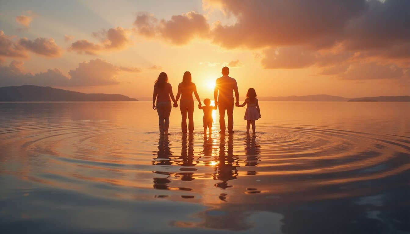 A family enjoying outing on a sea shore